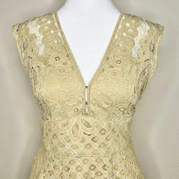 Free People One Million Lovers Ivory Lace Sleeveless V-Neck Mini Dress Sz 2 - Picture 7 of 16